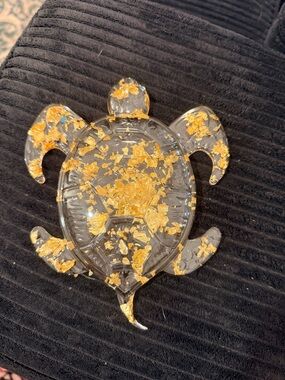 Gold Flake Turtle Trinket Dish